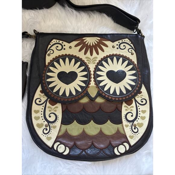 Loungefly Embroidered Owl With Heart Eyes Adj. Strap Crossbody Bag AND Coinpurse - Picture 2 of 16
